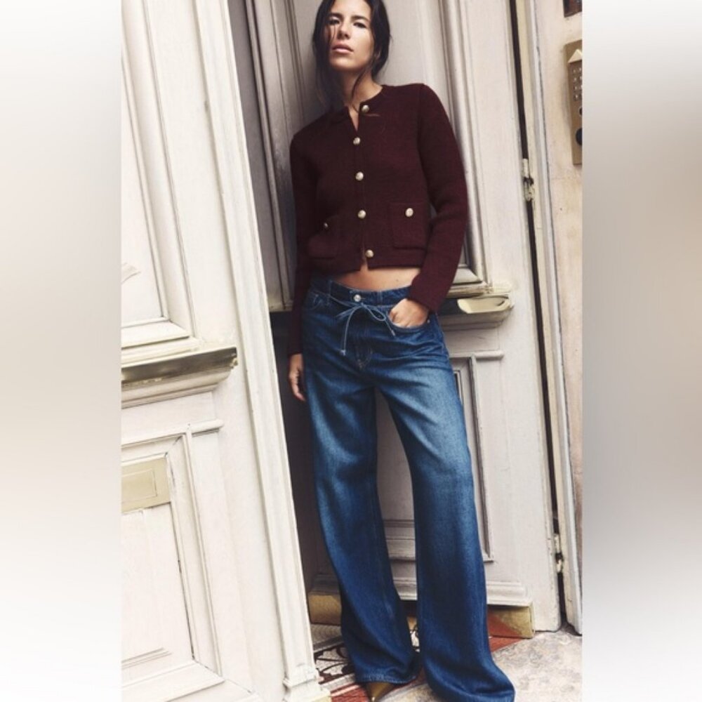 ZARA GOLDEN BUTTON KNIT CARDIGAN